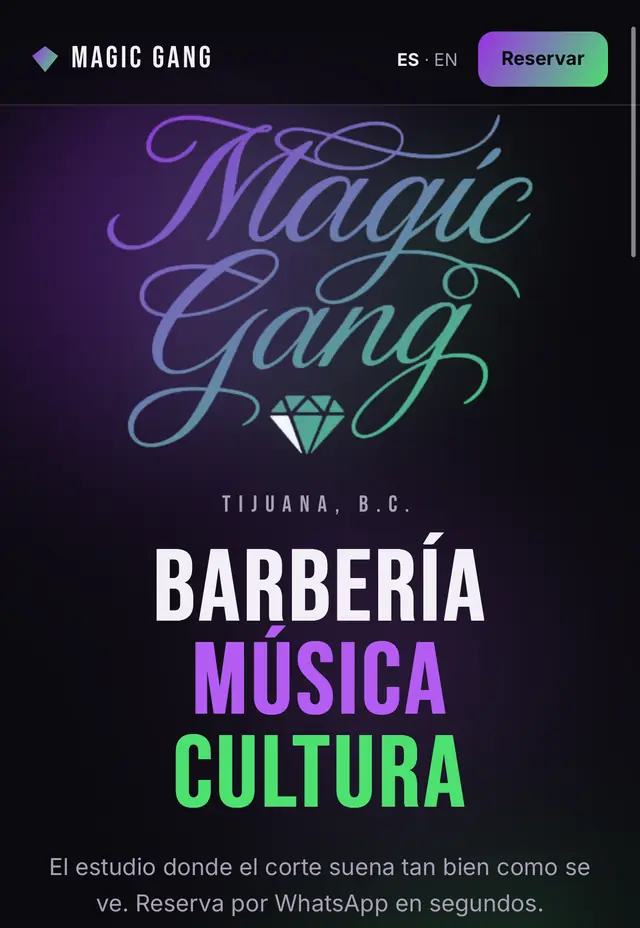 Sitio de Magic Gang — Barbería, música y cultura · Tijuana, hecho por Lleno.
