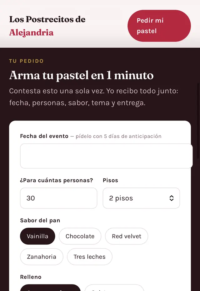 Sitio de Los Postrecitos de Alejandría — Repostería · Tijuana, hecho por Lleno.